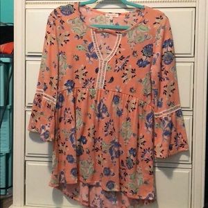 Peach bell sleeve top